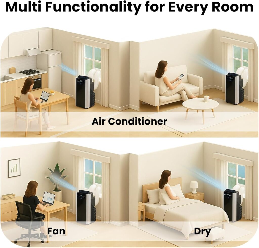 Whynter Portable Air Conditioner 14,000 BTU with Dual Hose Dehumidifier & Cooling Fan for 500 Sq Ft Rooms