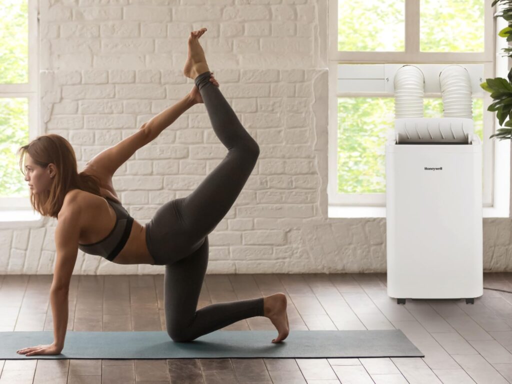 Honeywell 14,500 BTU Portable Air Conditioner for Rooms up to 700 Sq Ft, with Dual Hose & 101 Pint Dehumidifier, Includes Remote Control and Window Kit