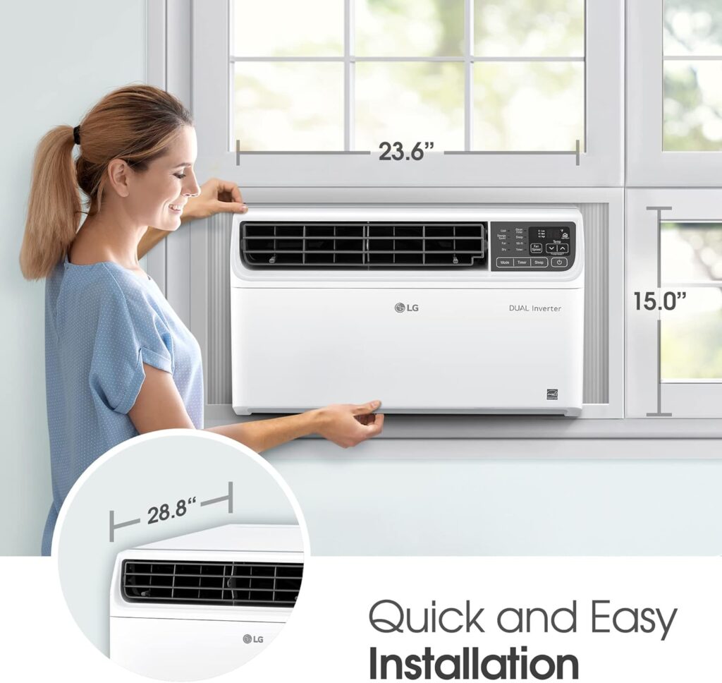 LG 14,000 BTU DUAL Inverter Smart Window Air Conditioner, 115V, Cools 700 Sq. Ft. for Bedroom